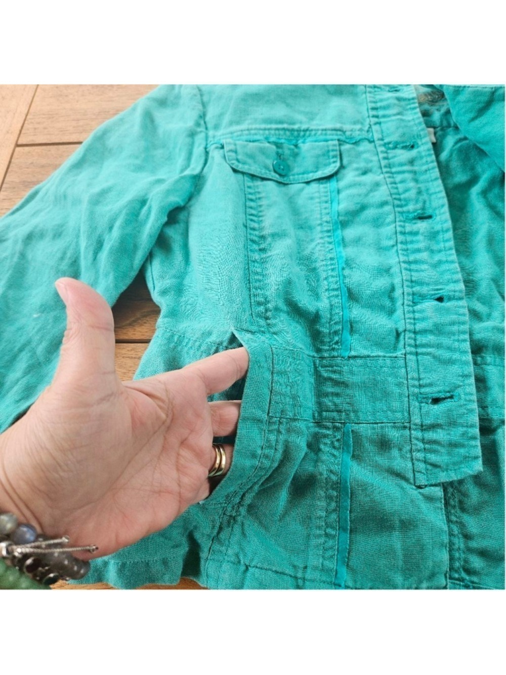 Coldwater Creek Lightweight Washable Linen Jacket Size 10 - Picture 5 of 6